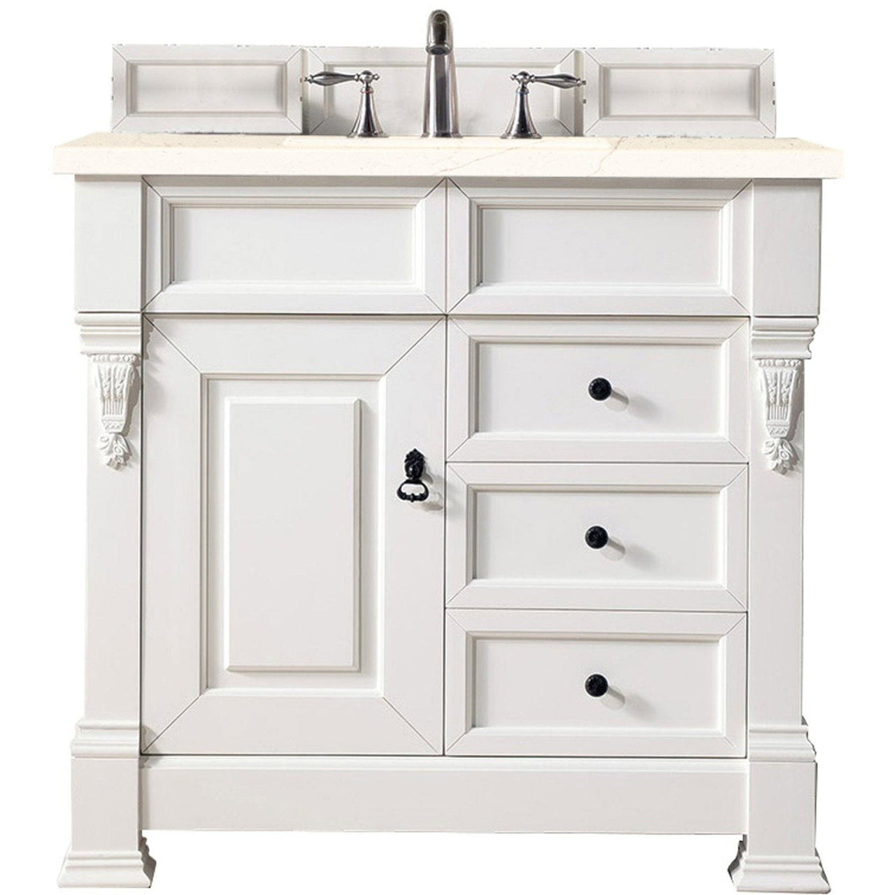 James Martin Brookfield 36" Single Vanity Vanities James Martin Bright White w/ 3 CM Eternal Marfil Quartz Top 