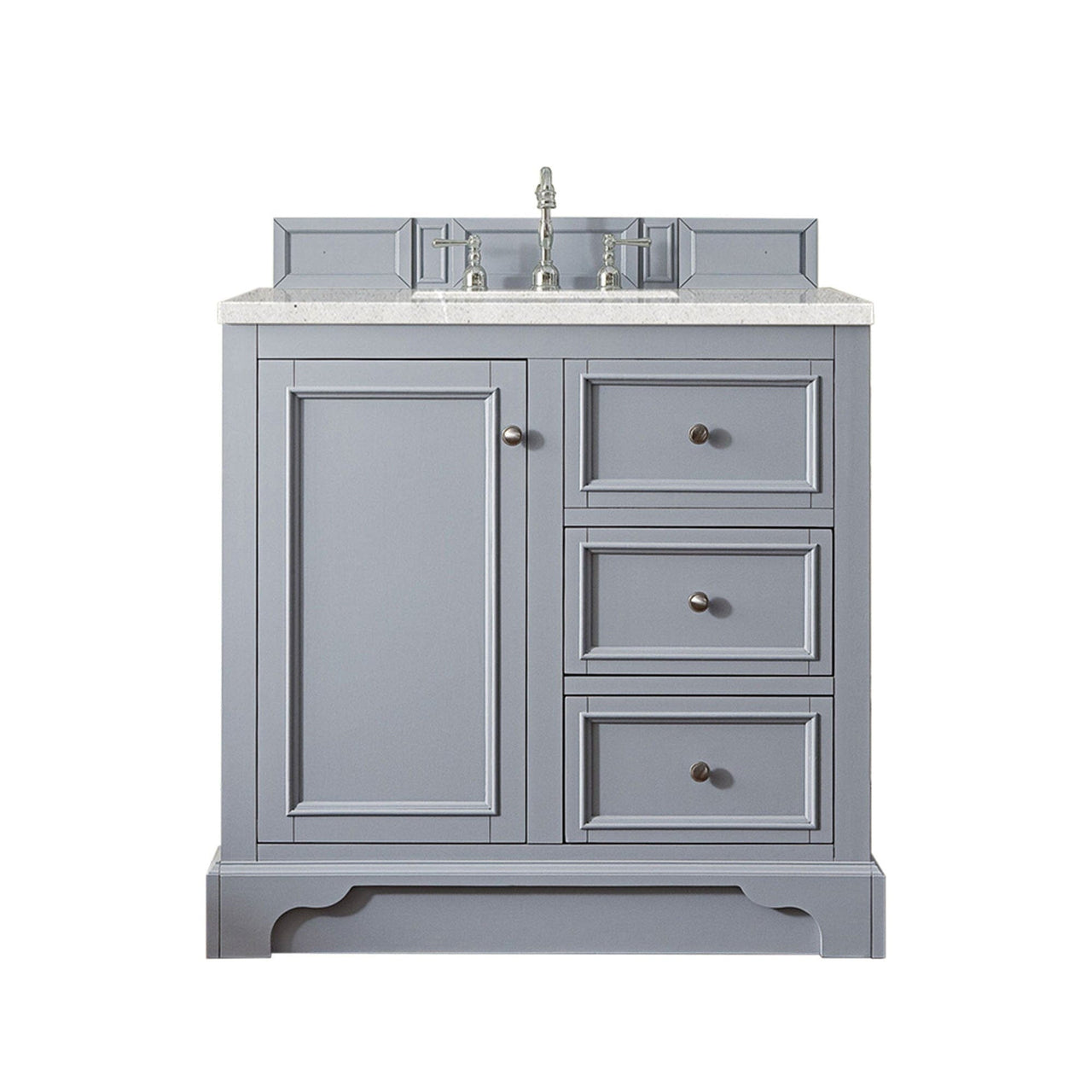 James Martin De Soto 36" Single Vanity Vanity James Martin Silver Gray w/ 3 CM Eternal Serena Quartz Top 