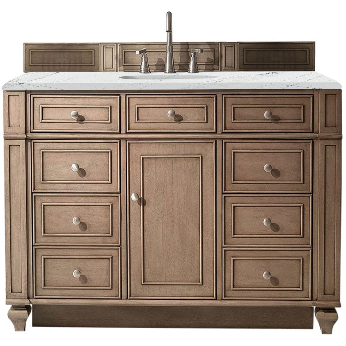 James Martin Bristol 48" Single Vanity Vanity James Martin Whitewashed Walnut w/ 3 CM Ethereal Noctis Quartz Top 