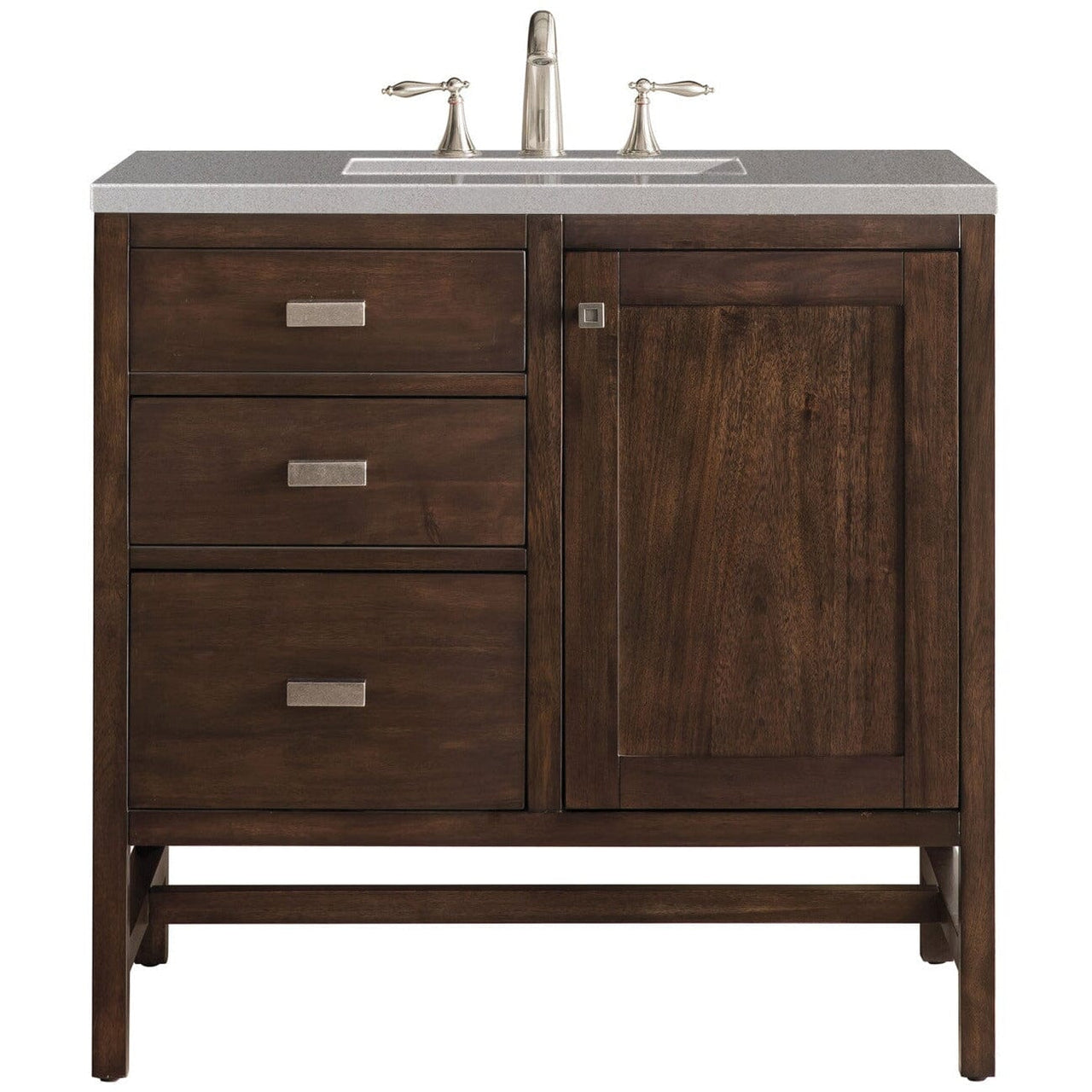 James Martin Addison 36" Single Vanity Vanity James Martin Mid Century Acacia w/ 3 CM Grey Expo Quartz Top 