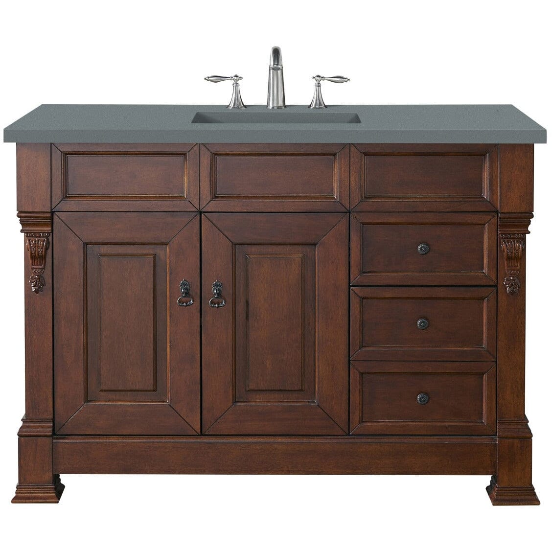 James Martin Brookfield 48" Single Vanity Vanities James Martin Warm Cherry w/ 3 CM Cala Blue Quartz Top 