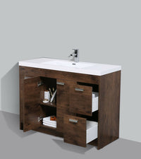 Thumbnail for Eviva Lugano 48 Inch Modern Bathroom Vanity with White Integrated Acrylic Sink, Rosewood Bathroom Vanity Eviva 