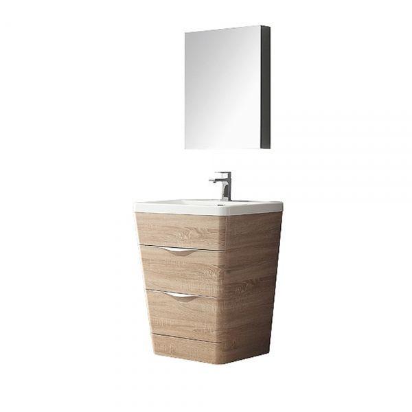 Fresca Milano 26" White Oak Modern Vanity w/ Medicine Cabinet Free Faucet Vanity Fresca 