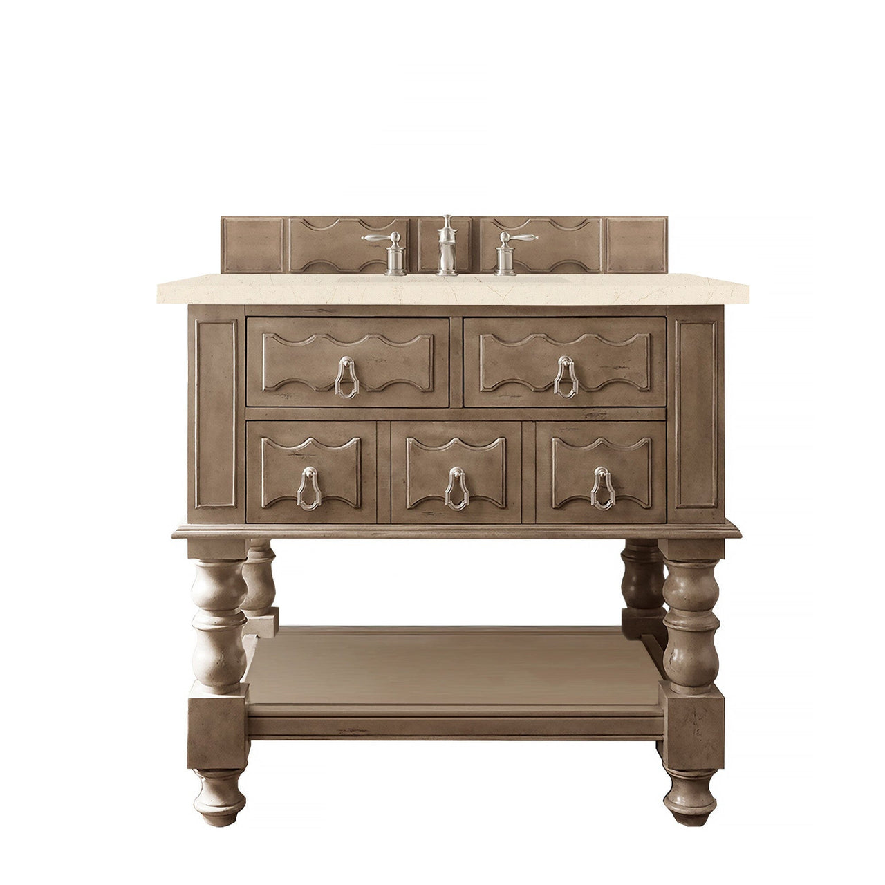 James Martin Castilian 36" Single Vanity Vanity James Martin Empire Gray w/ 3 CM Eternal Marfil Quartz Top 