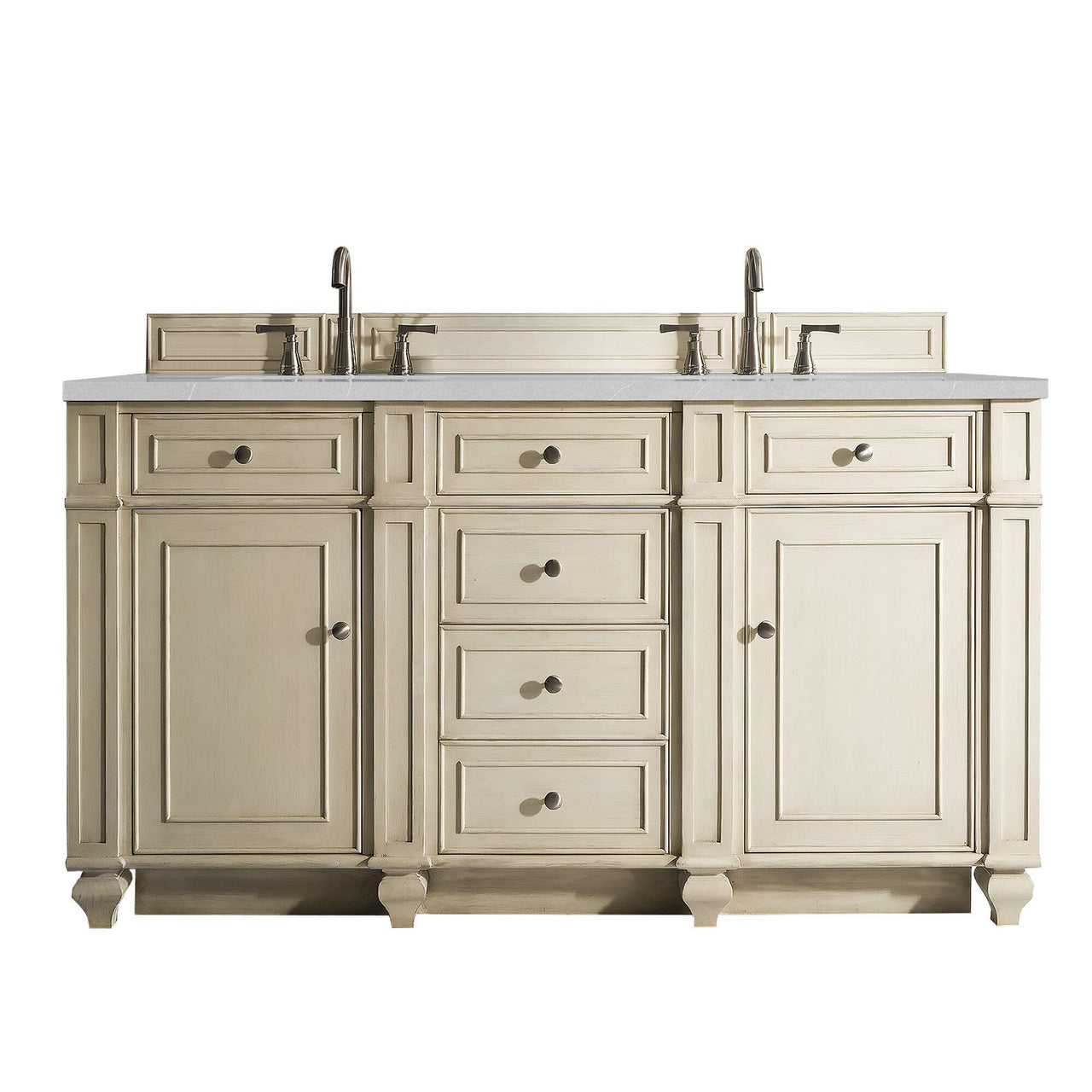 James Martin Bristol 60" Double Vanity Vanity James Martin Vintage Vanilla w/ 3 CM Eternal Serena Quartz Top 