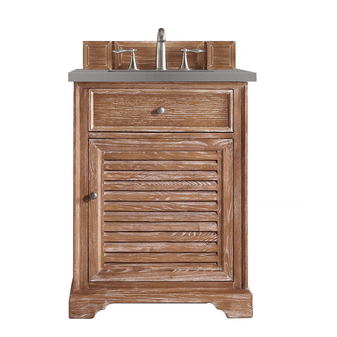 James Martin Savannah 26" Single Vanity Vanity James Martin Driftwood w/ 3 CM Grey Expo Quartz Top 