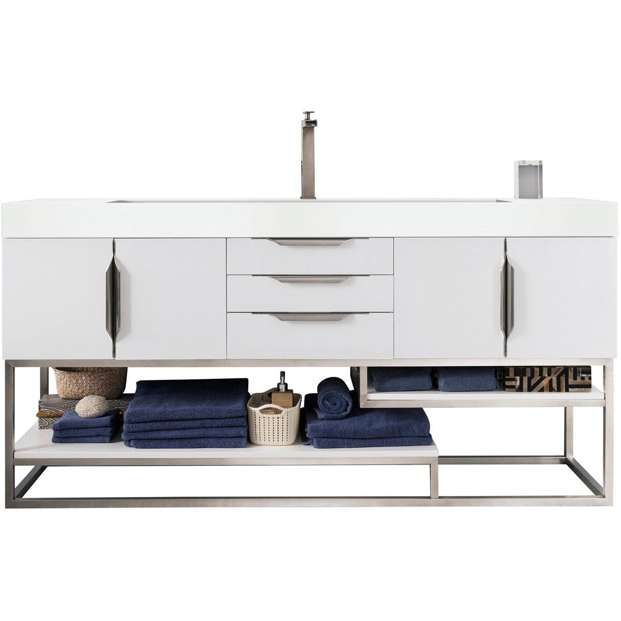 James Martin Columbia 72" Single Vanity Vanity James Martin Glossy White w/ White Glossy Composite Countertop 