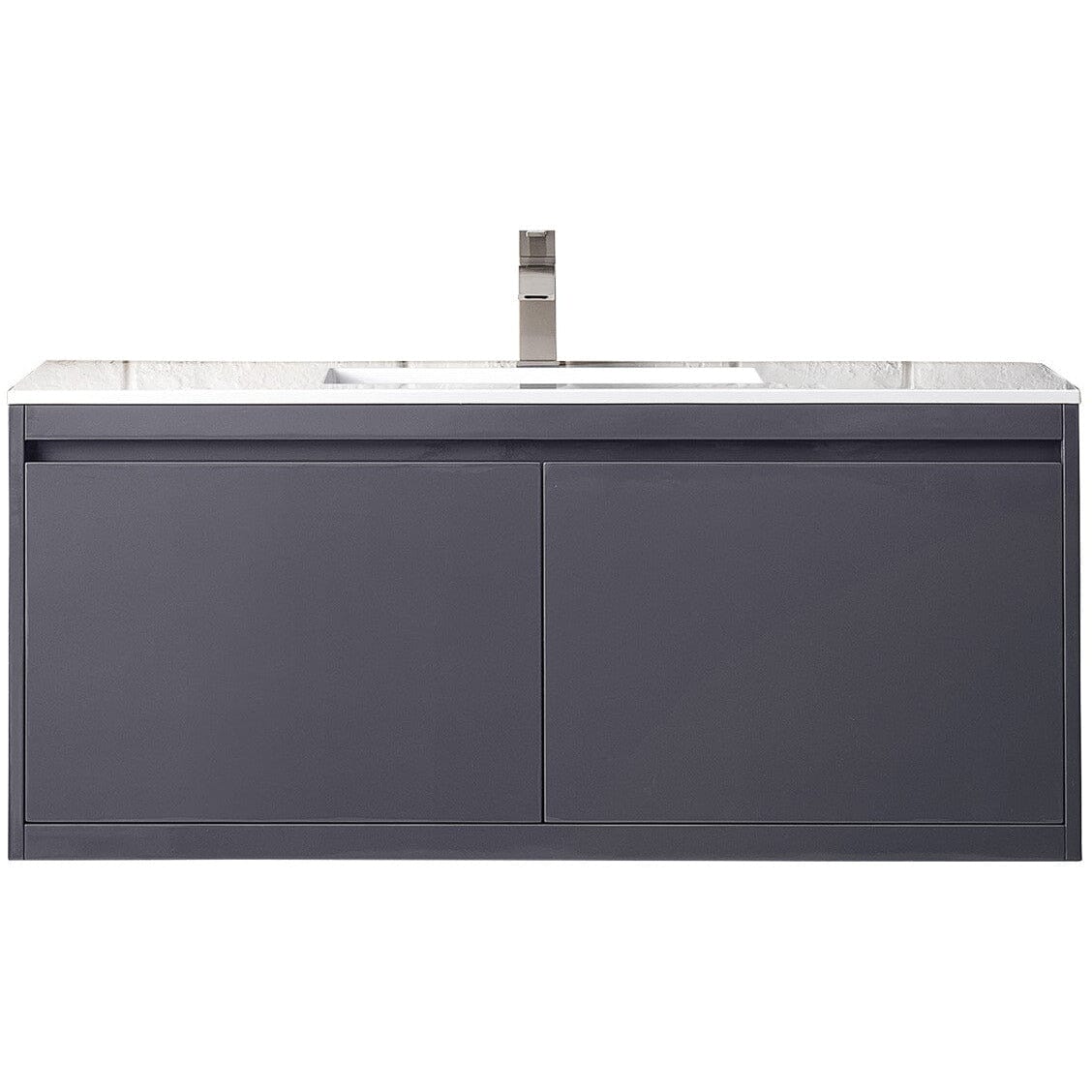 James Martin Milan 47.3" Single Vanity Vanity James Martin Modern Grey Glossy w/Glossy White Composite Top 