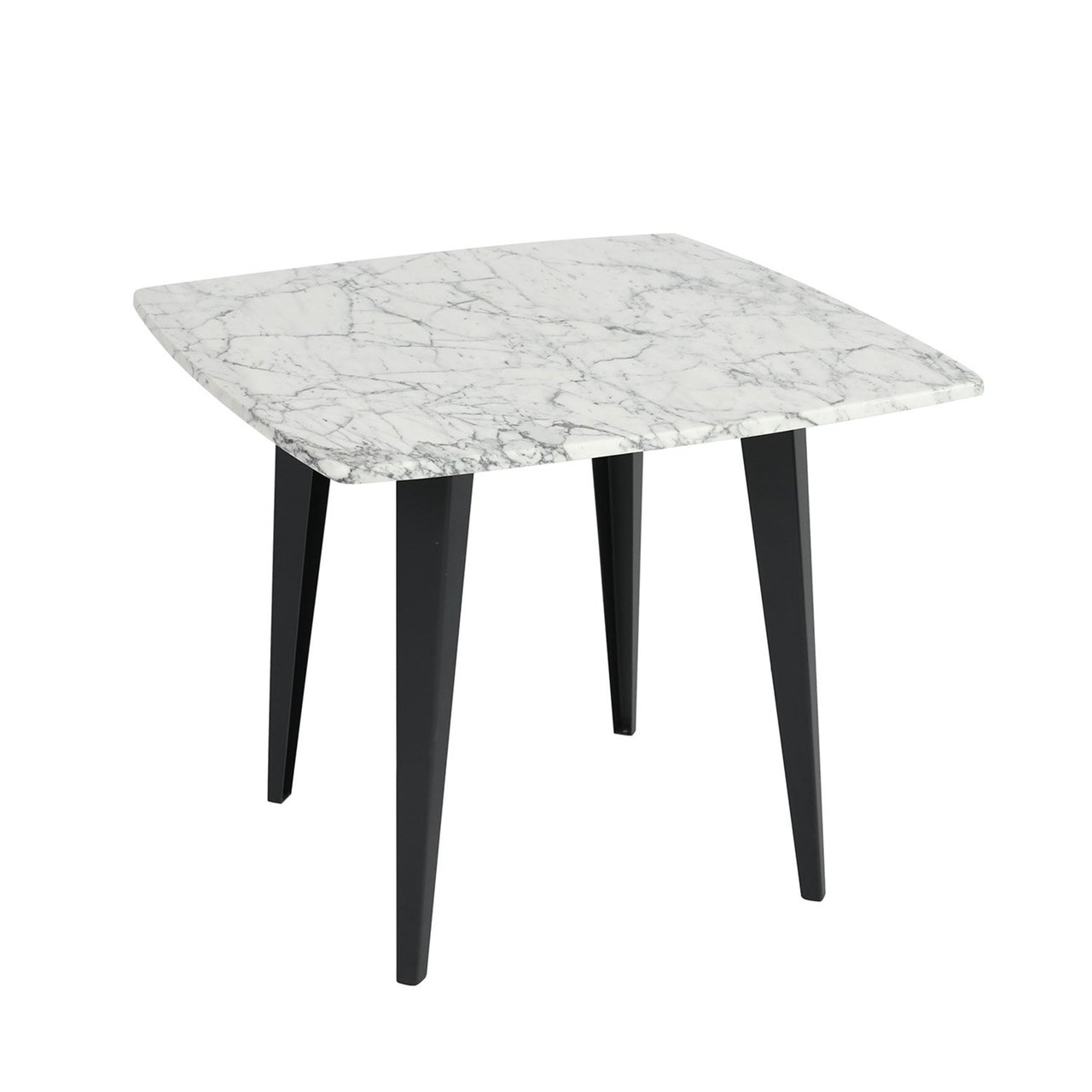 Soro 24" Square Italian Carrara White Marble Side Table with Metal Legs Side Table The Bianco Collection 