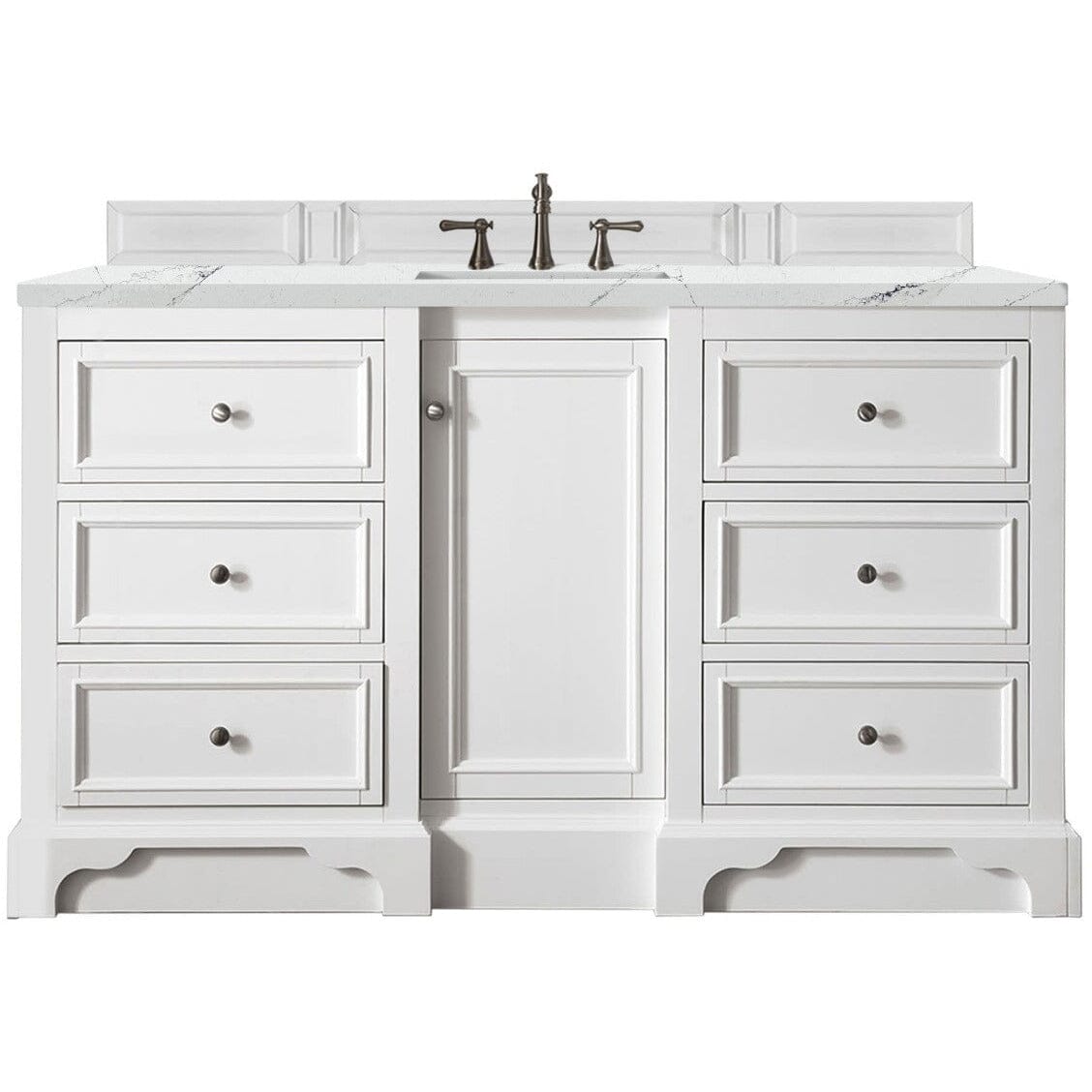 James Martin De Soto 60" Single Vanity Vanity James Martin Bright White w/ 3 CM Ethereal Noctis Quartz Top 