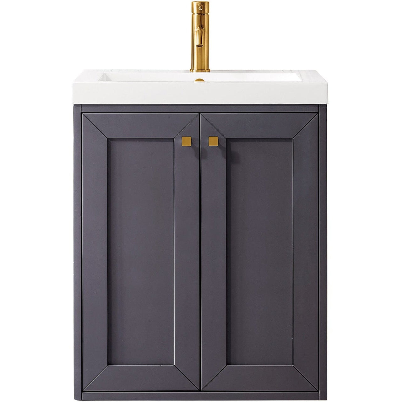 James Martin Chianti 24" Single Vanity Vanity James Martin Mineral Grey w/ White Glossy Composite Countertop 