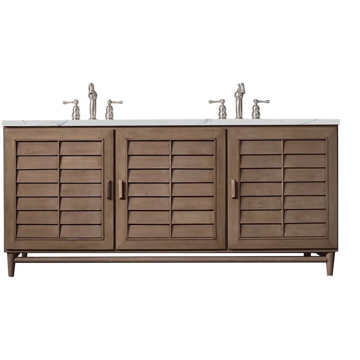 James Martin Portland 72" Double Vanity Vanity James Martin Whitewashed Walnut w/ 3 CM Ethereal Noctis Quartz Top 
