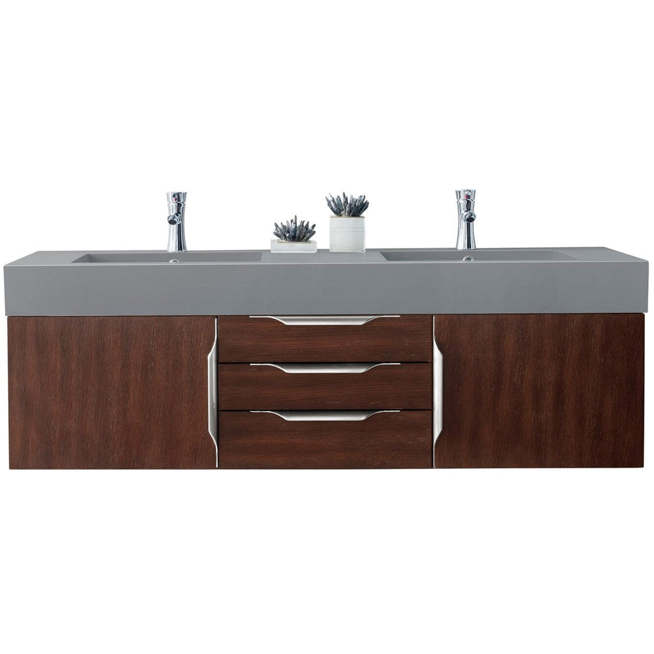 James Martin Mercer Island 59" Double Vanity Vanity James Martin Coffee Oak w/ Dusk Grey Glossy Composite Top 