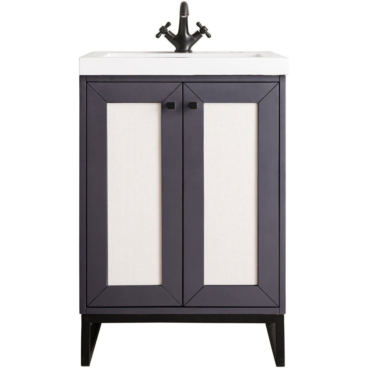 James Martin Chianti 24" Single Vanity Vanity James Martin Mineral Grey - Matte Black w/ White Glossy Composite Countertop 