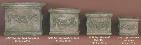 Square Garland Pot Cast Stone Outdoor Planter Tuscan 
