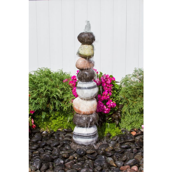 Real Stone Fountains ABSPF40 Stacked Pebble Fountain Fountain Blue Thumb 