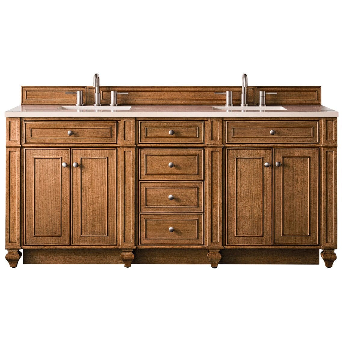 James Martin Bristol 72" Double Vanity Vanity James Martin Saddle Brown w/ 3 CM Eternal Marfil Quartz Top 