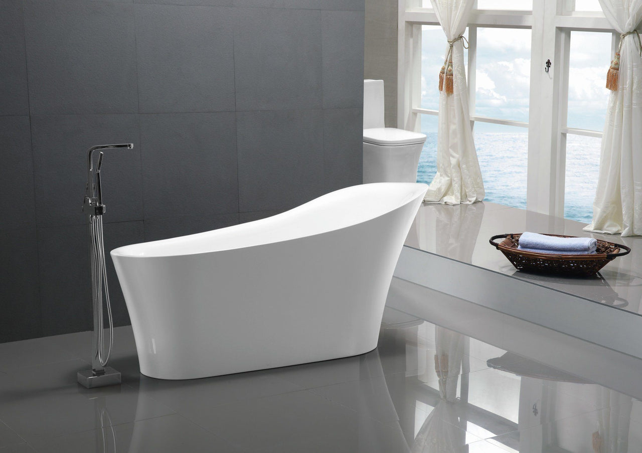ANZZI Maple Series 5.58 ft. Freestanding Bathtub in White FreeStanding Bathtub ANZZI 
