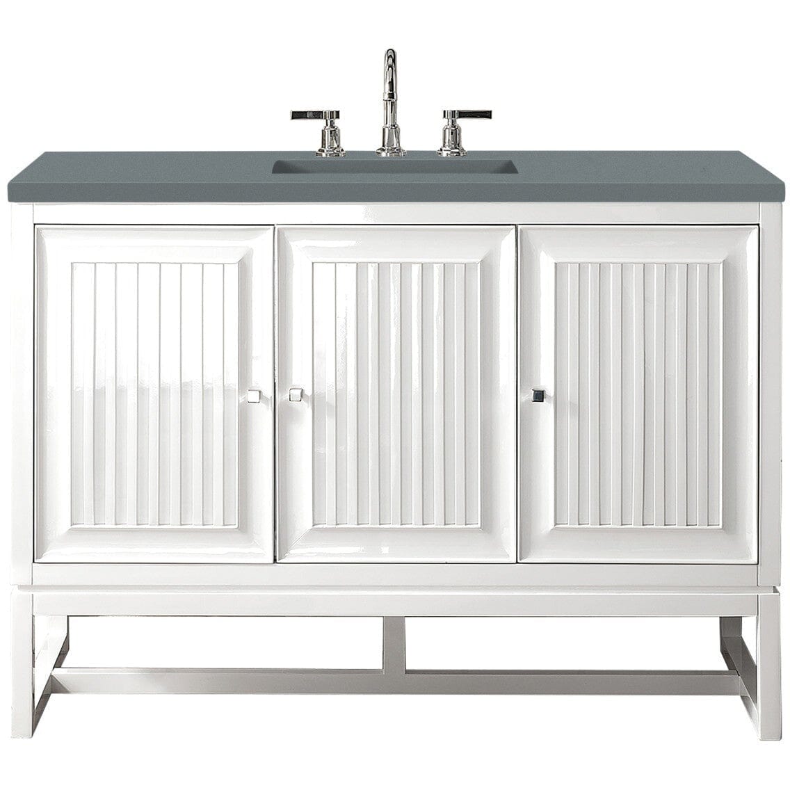 James Martin Athens 48" Single Vanity Vanity James Martin Glossy White w/ 3 CM Cala Blue Top 