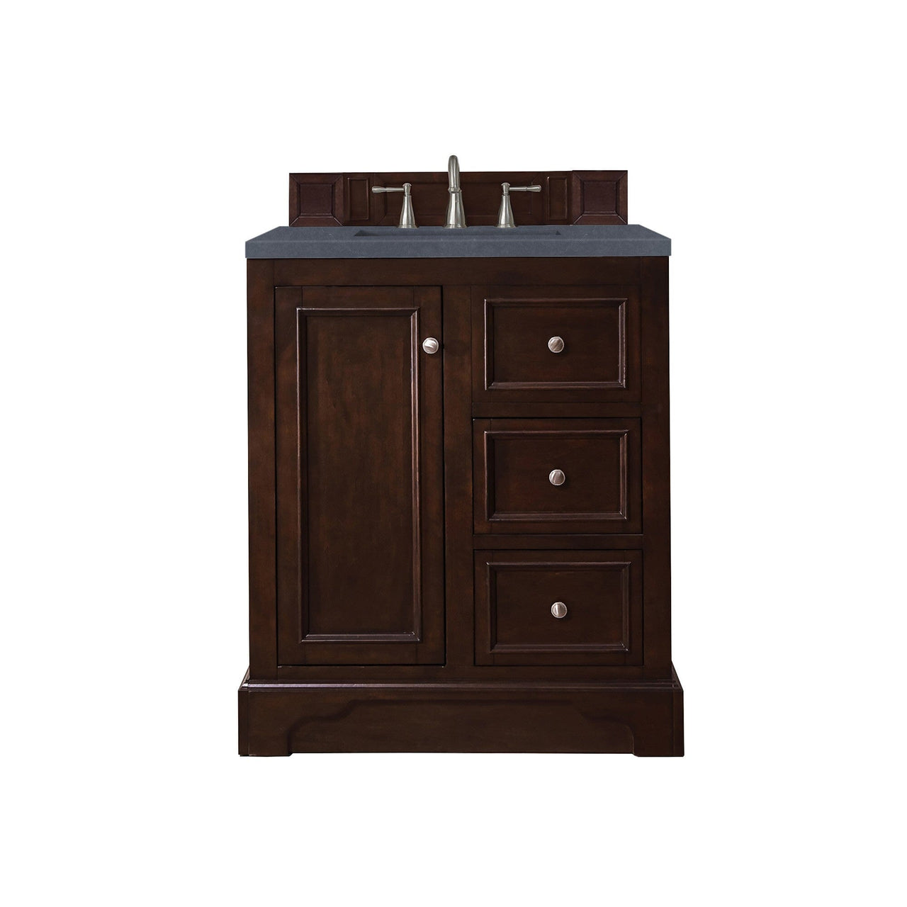 James Martin De Soto 30" Single Vanity Vanity James Martin Burnished Mahogany w/ 3 CM Charcoal Soapstone Quartz Top 