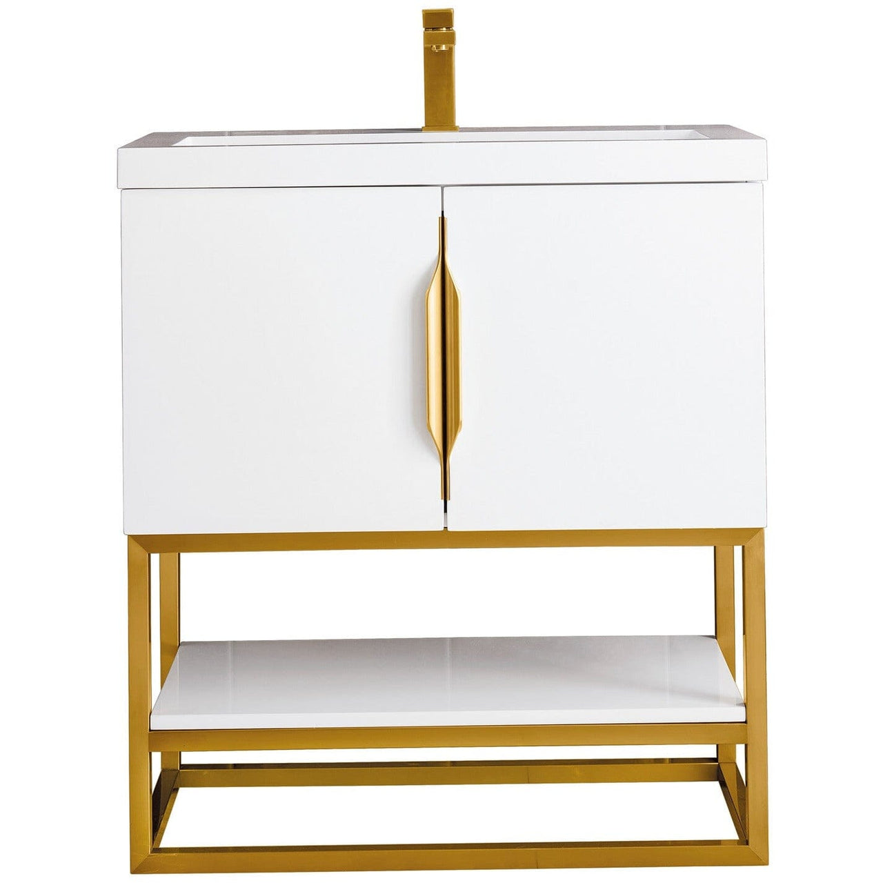 James Martin Columbia 31.5" Single Vanity Vanity James Martin Glossy White - Radiant Gold w/ White Glossy Composite Countertop 