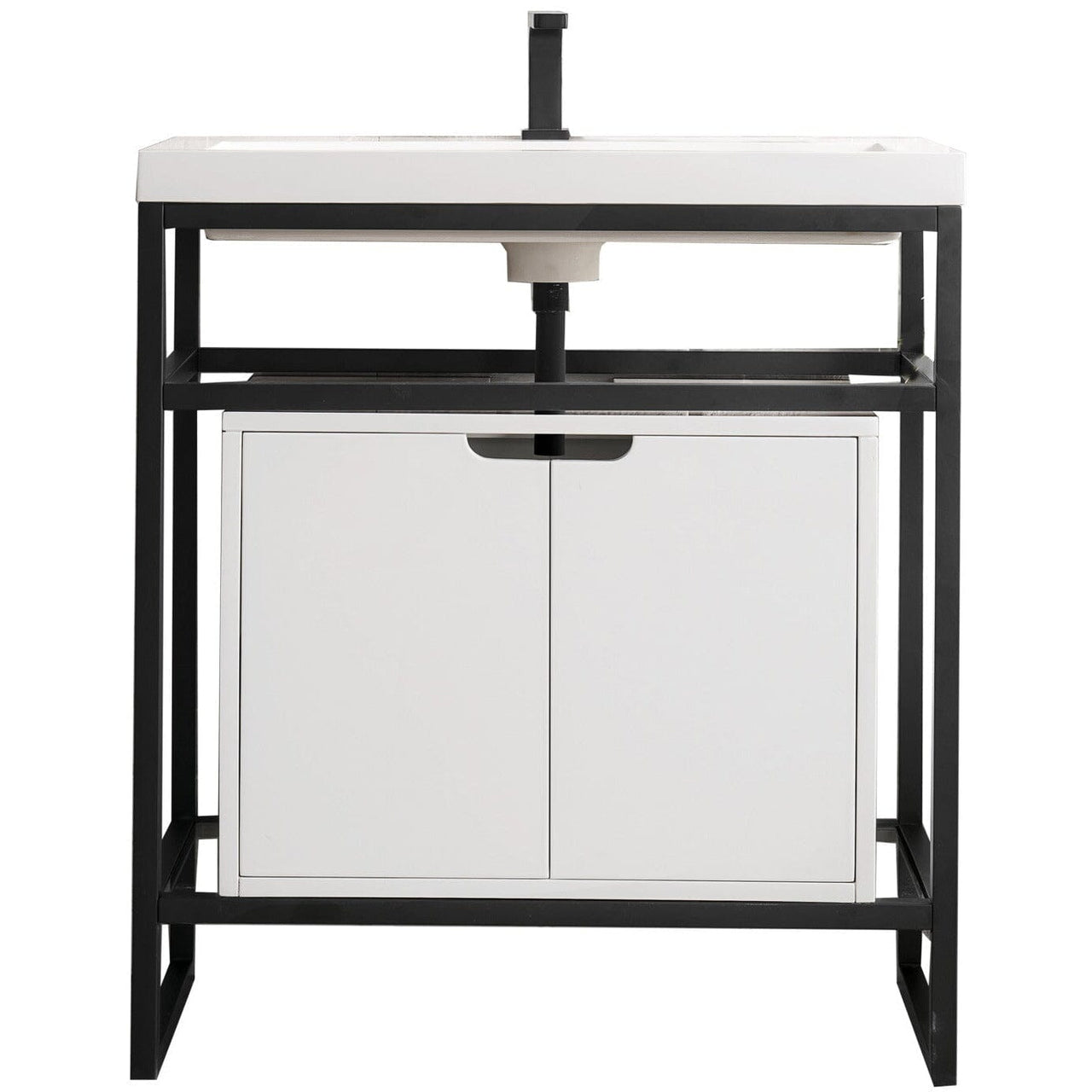 James Martin Boston 31.5" Stainless Steel Sink Console With Storage Cabinet Console James Martin Matte Black 