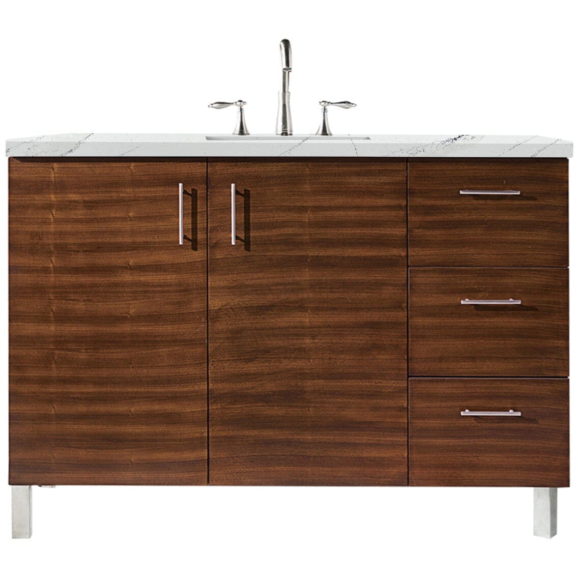 James Martin Metropolitan 48" Single Vanity Vanity James Martin American Walnut w/ 3 CM Ethereal Noctis Quartz Top 