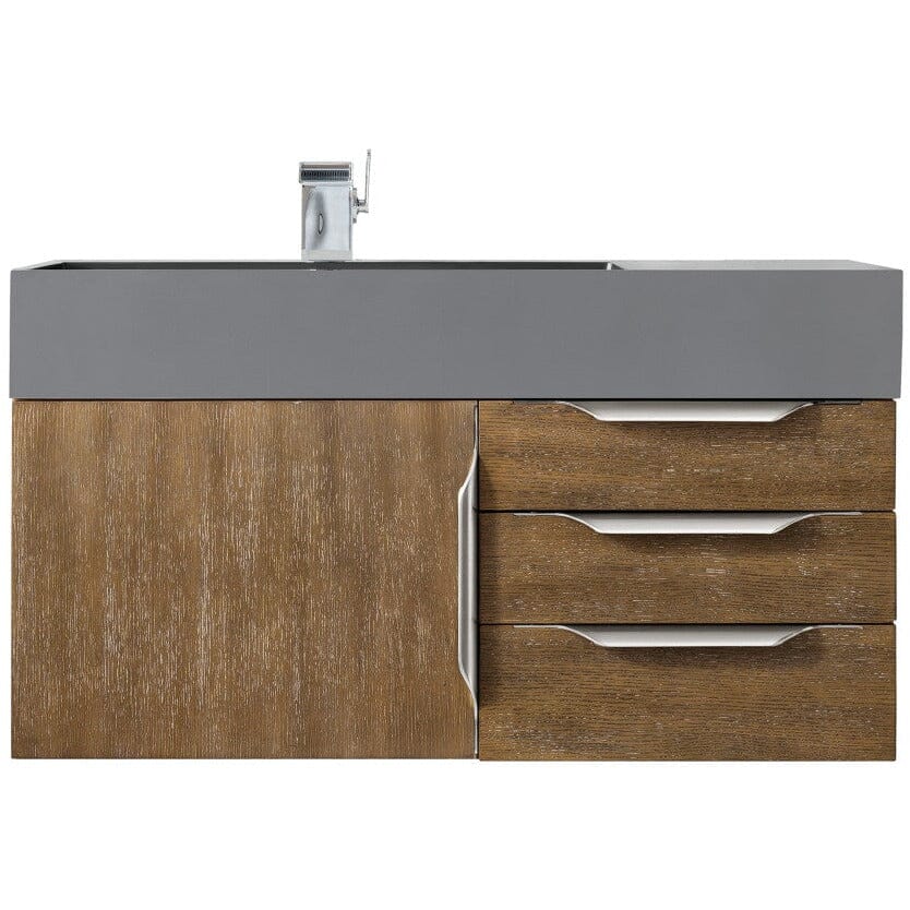 James Martin Mercer Island 36" Single Vanity Vanity James Martin Latte Oak w/ Dusk Grey Glossy Composite Top 