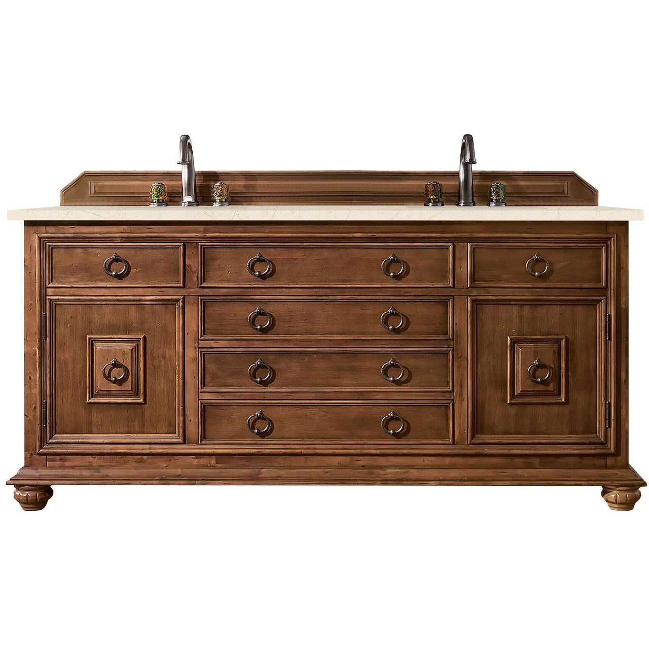 James Martin Mykonos 72" Double Vanity Vanity James Martin Cinnamon w/ 3 CM Eternal Marfil Quartz Top 