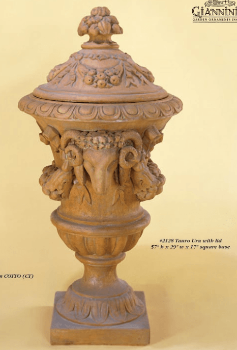 Tauro Urn With Lid Cast Stone Outdoor Garden Planter Planter Tuscan 
