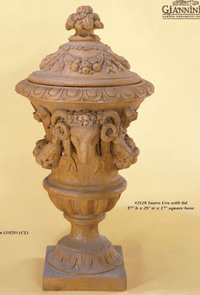 Thumbnail for Tauro Urn With Lid Cast Stone Outdoor Garden Planter Planter Tuscan 