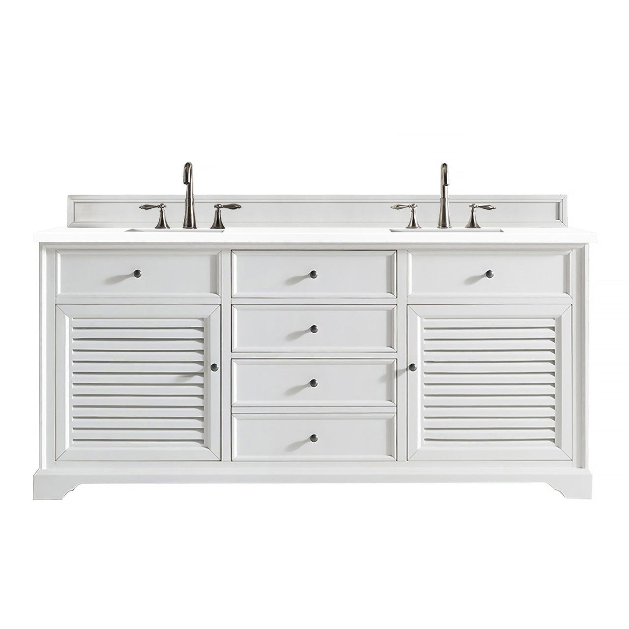 James Martin Savannah 72" Double Vanity Vanity James Martin Bright White w/ 3 CM Classic White Quartz Top 