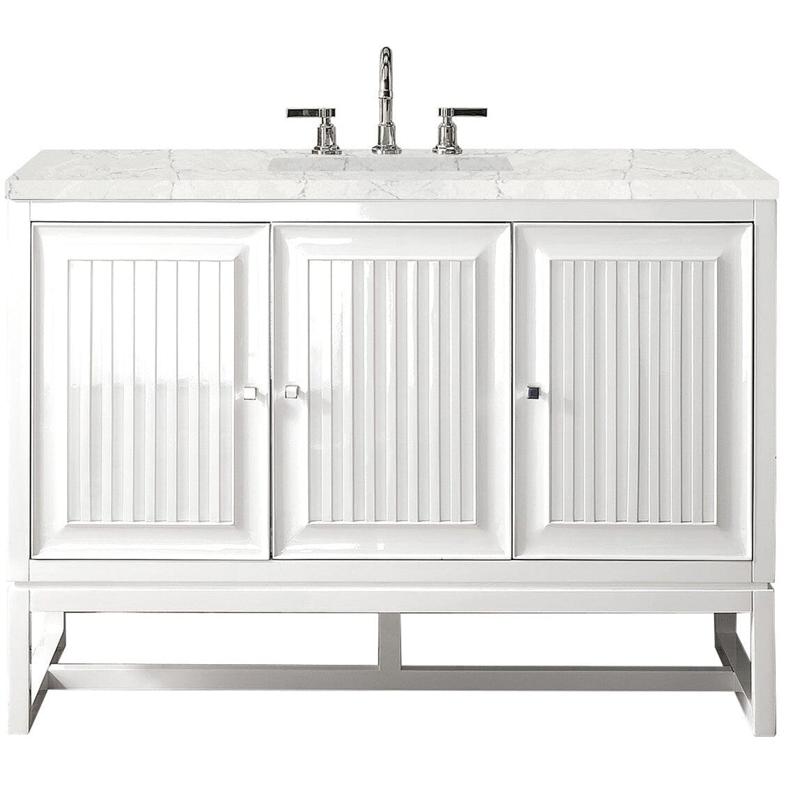 James Martin Athens 48" Single Vanity Vanity James Martin Glossy White w/ 3 CM Eternal Jasmine Pearl Quartz Top 