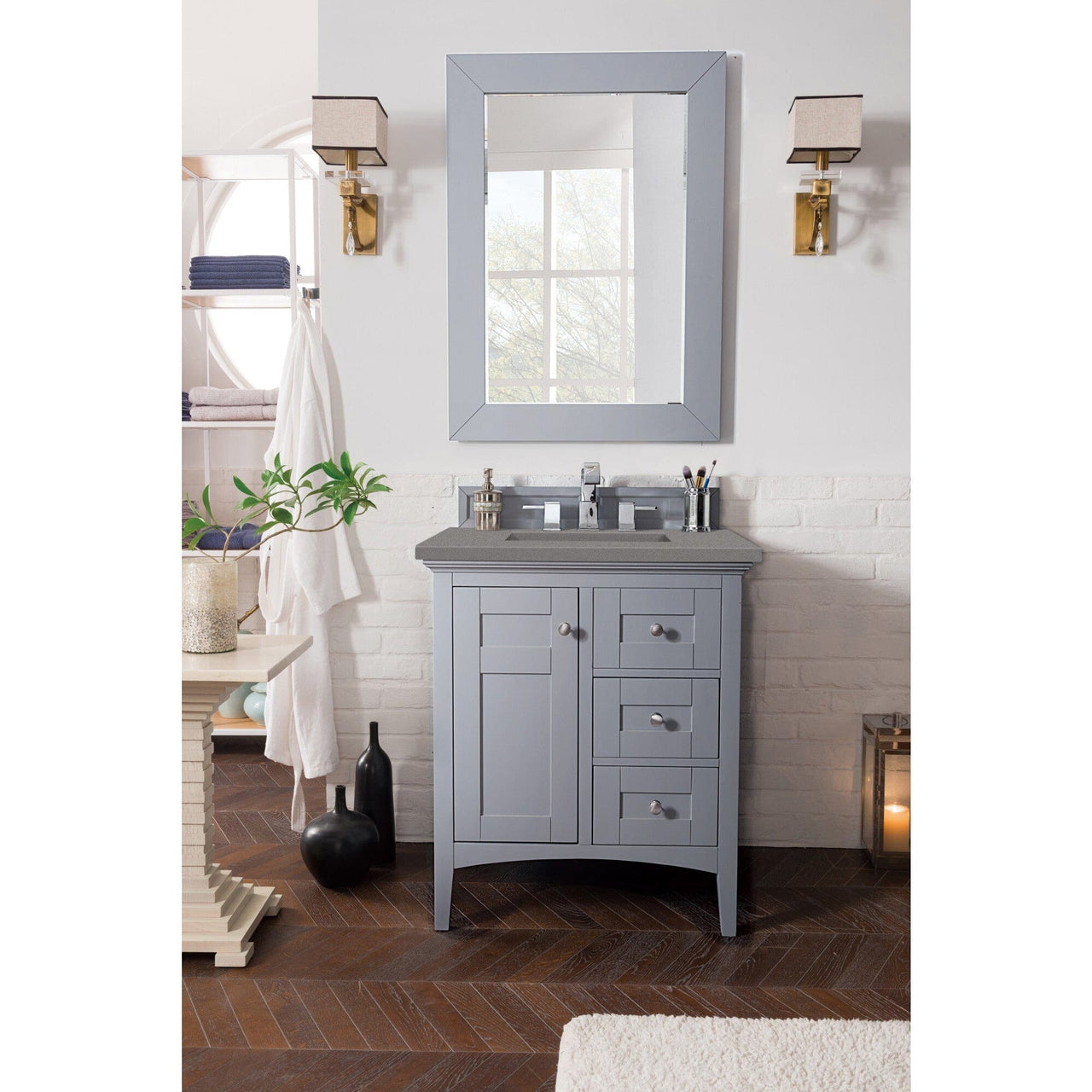 James Martin Palisades 30" Single Vanity Vanity James Martin Silver Gray w/ 3 CM Grey Expo Quartz Top 