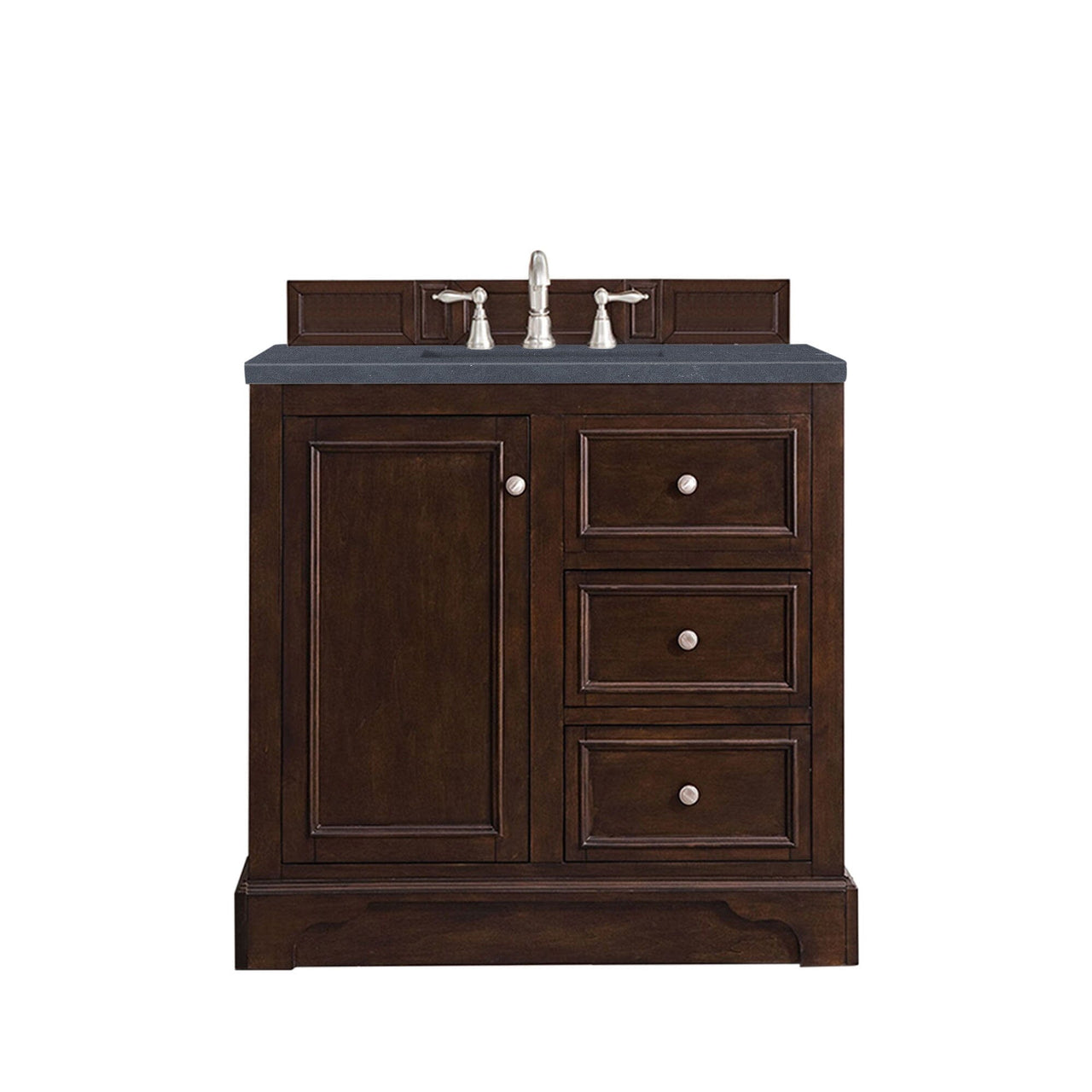 James Martin De Soto 36" Single Vanity Vanity James Martin Burnished Mahogany w/ 3 CM Charcoal Soapstone Quartz Top 