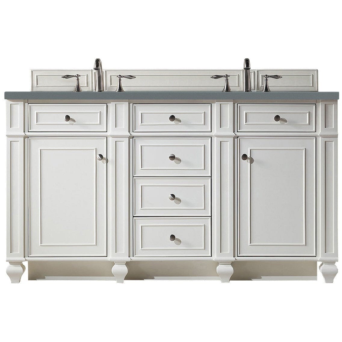 James Martin Bristol 60" Double Vanity Vanity James Martin Bright White w/ 3 CM Cala Blue Quartz Top 