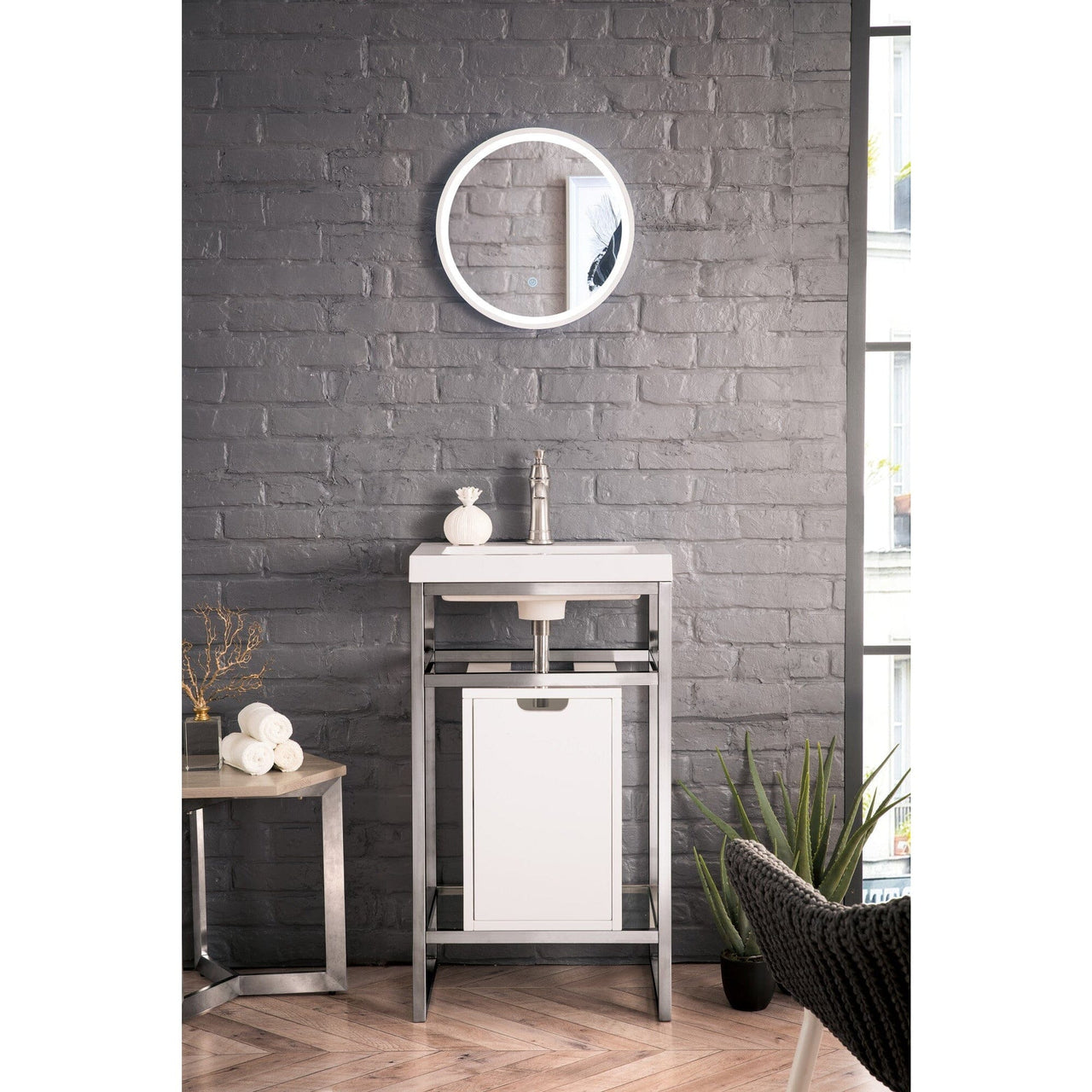 James Martin Boston 20" Stainless Steel Sink Console with Storage Cabinet Console James Martin 