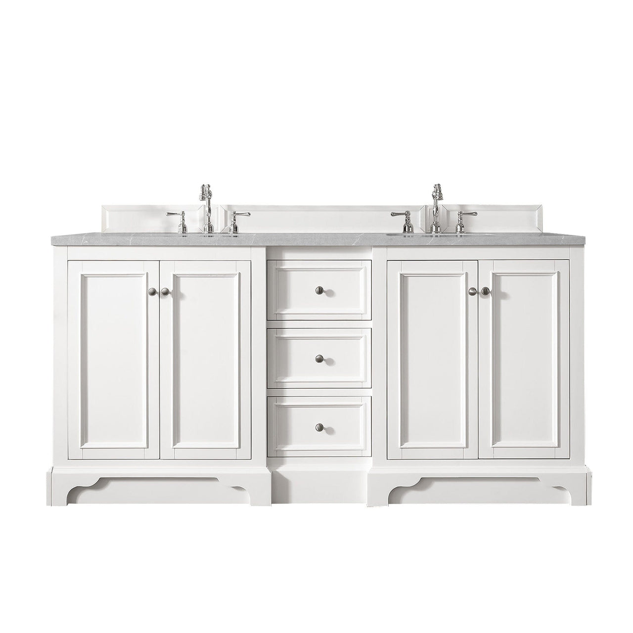 James Martin De Soto 72" Double Vanity Vanity James Martin Bright White w/ 3 CM Eternal Serena Quartz Top 