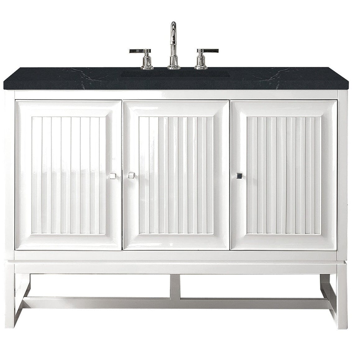 James Martin Athens 48" Single Vanity Vanity James Martin Glossy White w/ 3 CM Charcoal Soapstone Quartz Top 