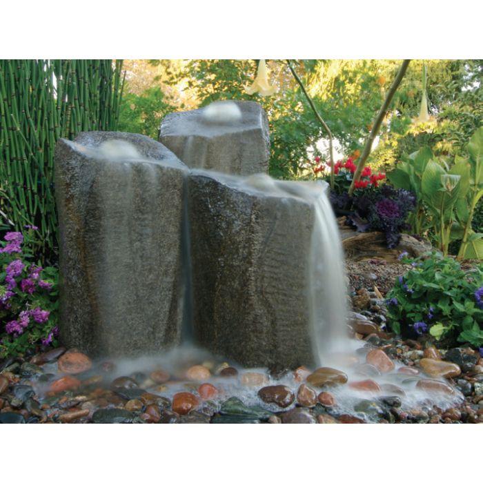 GFRC Bubbling Boulders LA3000T Fountain Kit - Triple Column Fountain Blue Thumb 