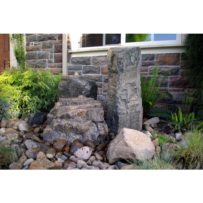 GFRC Bubbling Boulders LA7100K Cascade Mini-Mountain Spring Triple Complete Fountain Kit Fountain Blue Thumb 