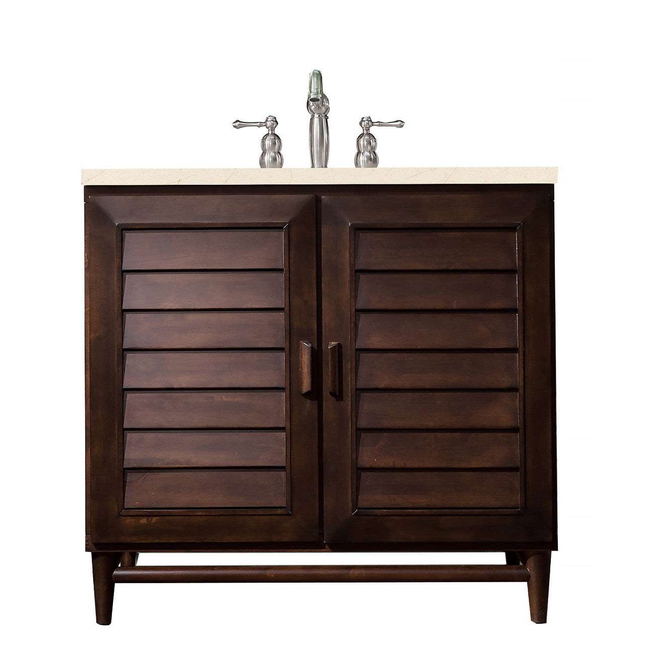 James Martin Portland 36" Single Vanity Vanity James Martin Burnished Mahogany w/ 3 CM Eternal Marfil Quartz Top 