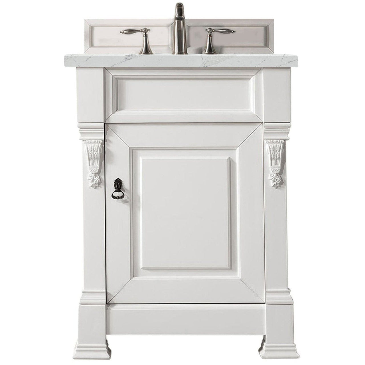 James Martin Brookfield 26" Single Vanity Vanities James Martin Bright White w/ 3 CM Ethereal Noctis Quartz Top 