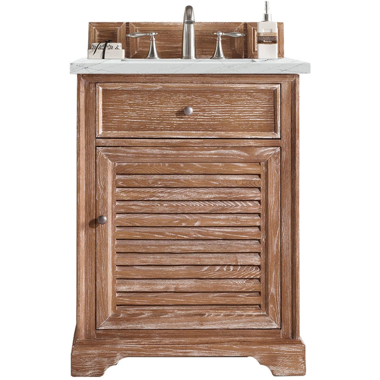 James Martin Savannah 26" Single Vanity Vanity James Martin Driftwood w/ 3 CM Ethereal Noctis Quartz Top 