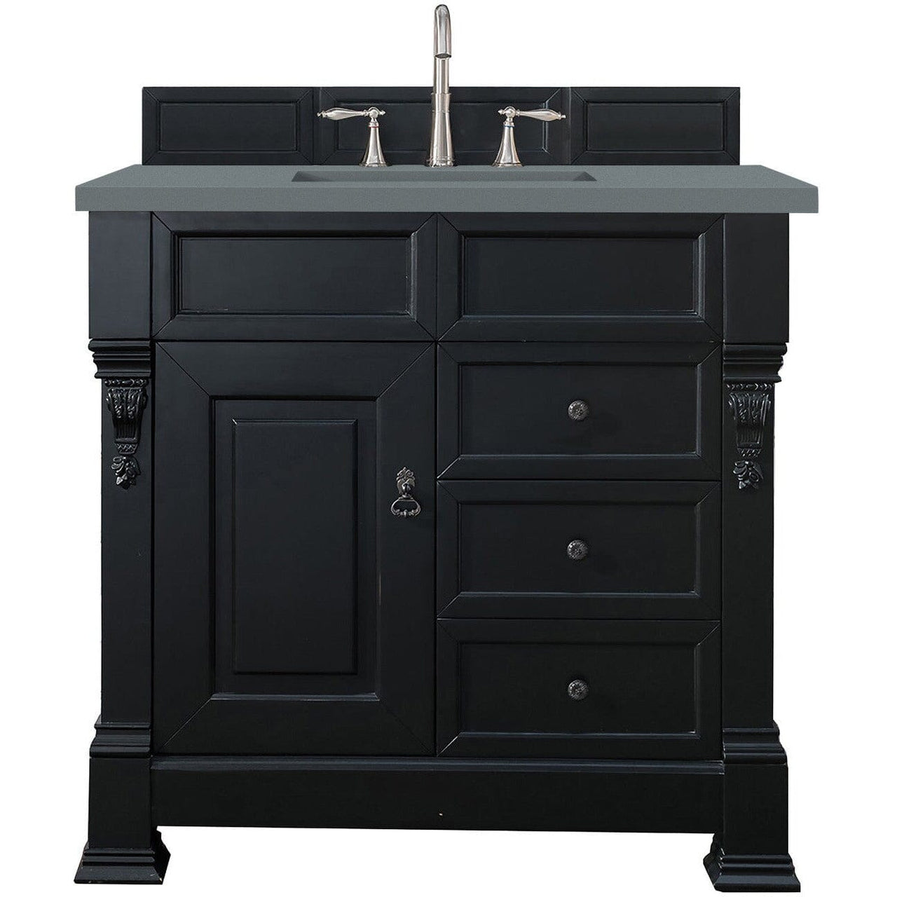 James Martin Brookfield 36" Single Vanity Vanities James Martin Antique Black w/ 3 CM Cala Blue Quartz Top 