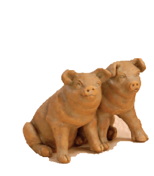 Twin Pigs Cast Stone Outdoor Asian Collection Statues Tuscan 