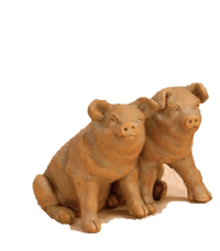 Thumbnail for Twin Pigs Cast Stone Outdoor Asian Collection Statues Tuscan 