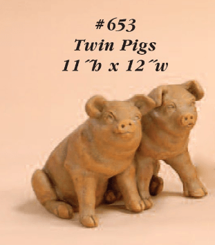 Twin Pigs Cast Stone Outdoor Asian Collection Statues Tuscan 