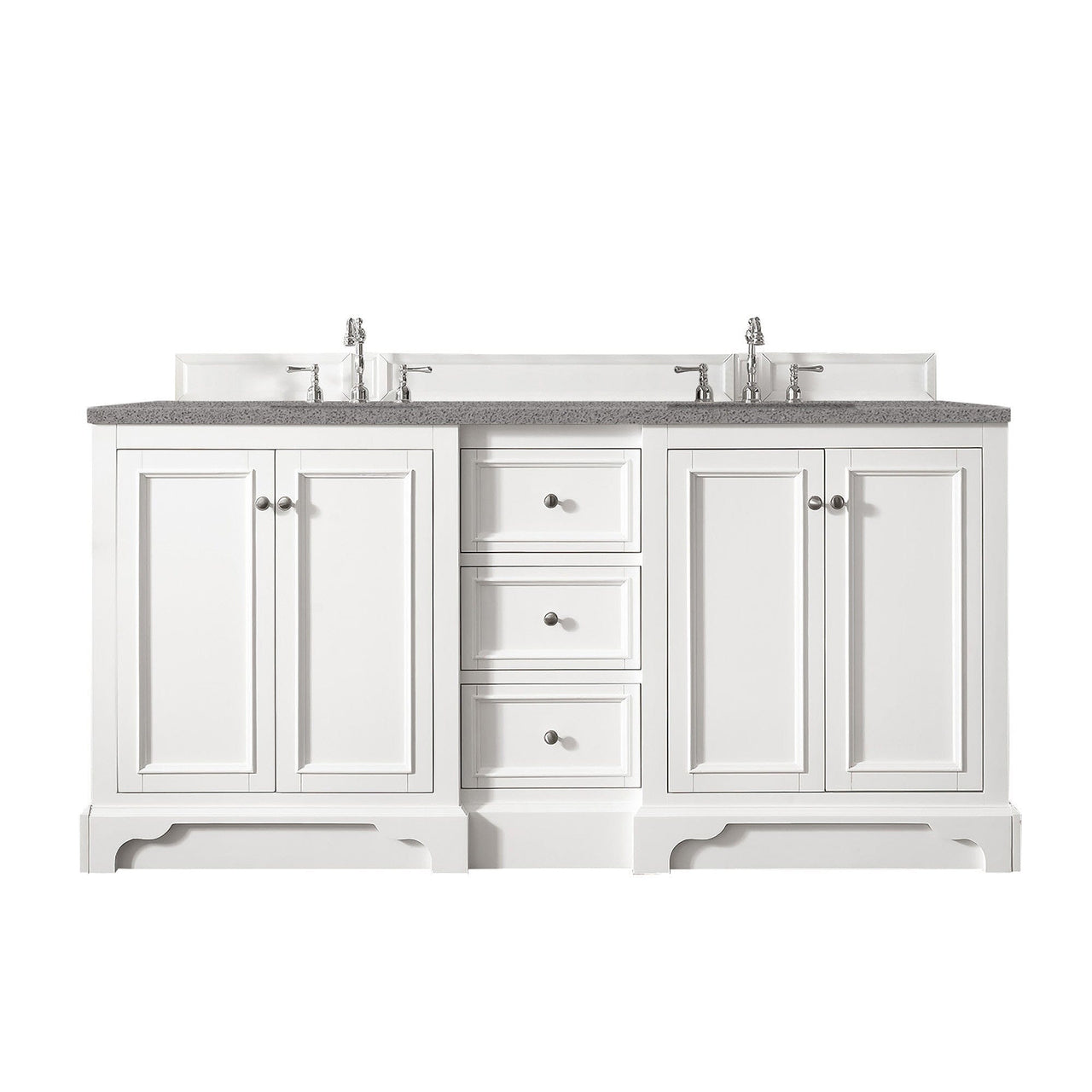 James Martin De Soto 72" Double Vanity Vanity James Martin Bright White w/ 3 CM Grey Expo Quartz Top 