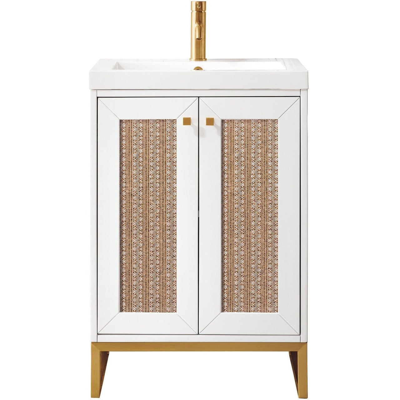 James Martin Chianti 24" Single Vanity Vanity James Martin Glossy White - Radiant Gold w/ White Glossy Composite Countertop 